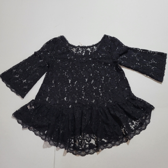 Free People black lace ruffle top - Picture 2 of 10